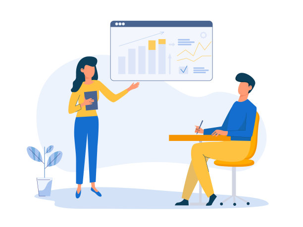 公司战略规划。业务数据分析。商业教育理念。数字营销服务。矢量字符插图在平面风格图片下载