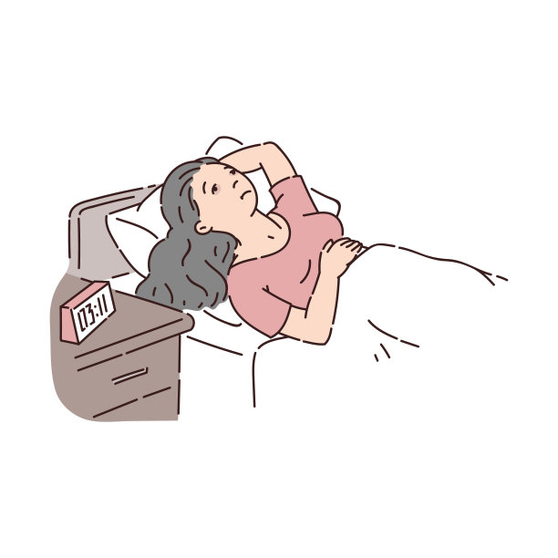 患有失眠的妇女睡眠障碍向量插图孤立。图片下载