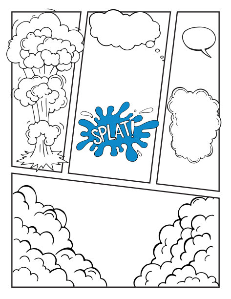 空白的漫画书，用空洞的语音泡泡来模拟图片下载