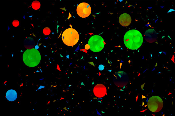 抽象背景与球体。深色背景上的彩色气泡与散焦灯光和阴影。图片下载