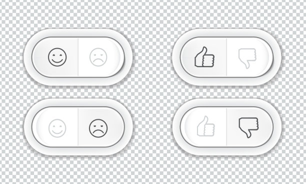 一组带有微笑和喜欢和不喜欢的按钮图片下载