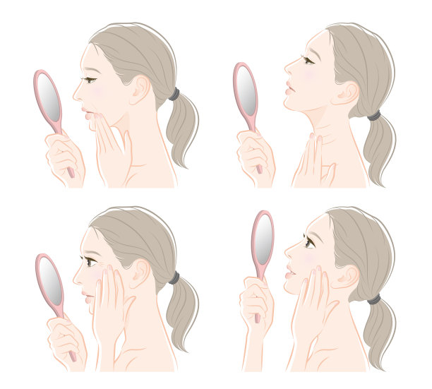 一个女人做皮肤护理的插图图片下载