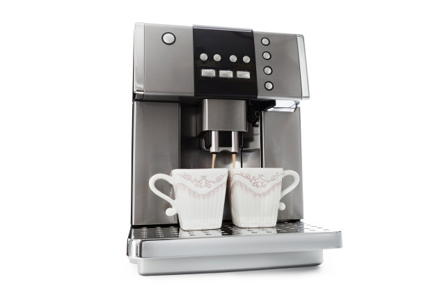 两杯咖啡的自动咖啡机图片下载