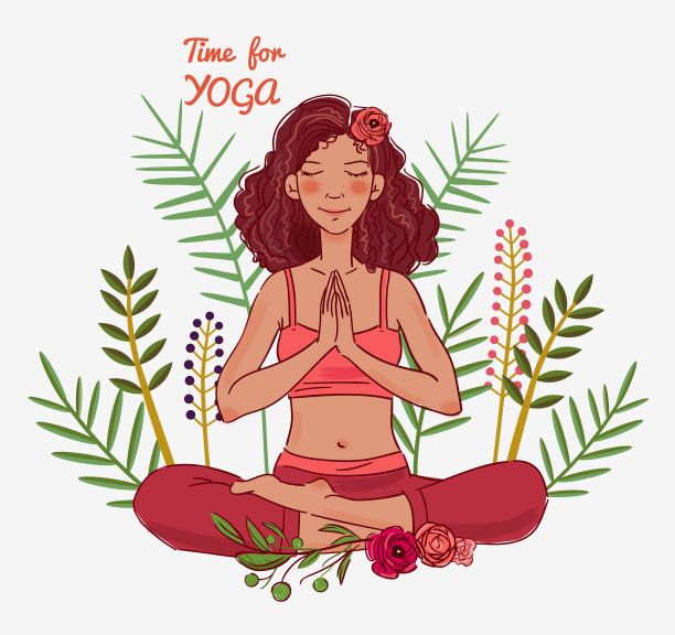 可爱的年轻女子练习瑜伽，坐在莲花的位置，手放在一起图片下载