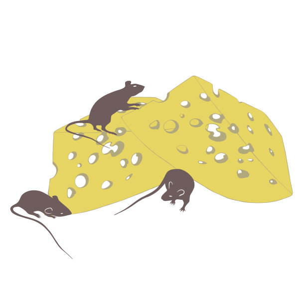 白色背景上的老鼠和奶酪图片下载