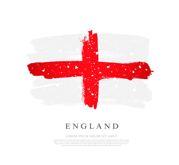 英格兰旗。矢量插图上的白色背景。图片下载