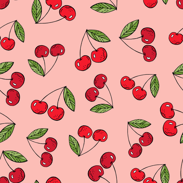 粉红色的樱桃模式素材图片