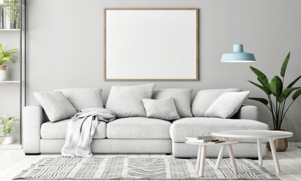 客厅里的海报，斯堪的纳维亚式装饰图片下载