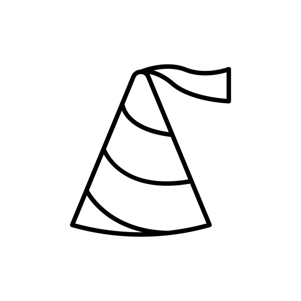 简单的生日帽线图标。图片下载