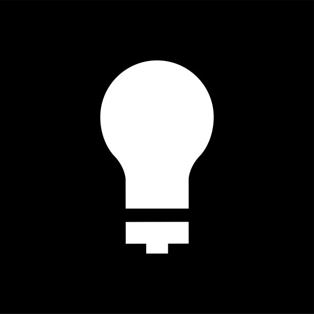 灯泡图标上的黑色背景。黑色平面风格矢量插图。图片下载