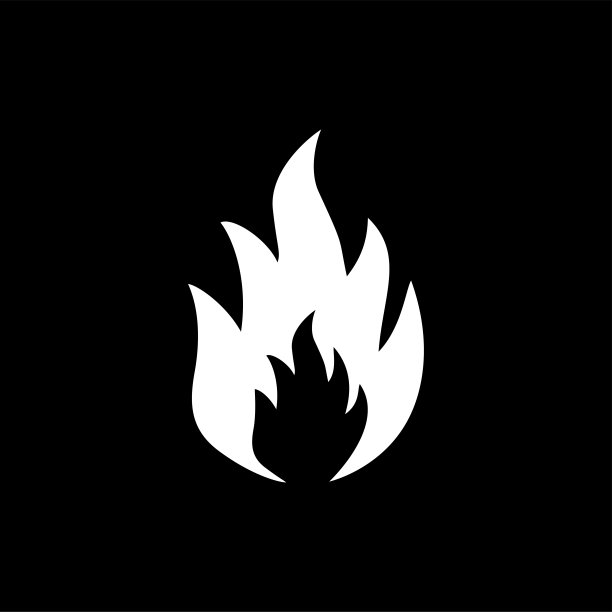 火图标上的黑色背景。黑色平面风格矢量插图。图片下载