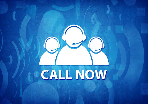 呼叫现在(客户服务团队图标)青蓝背景图片下载