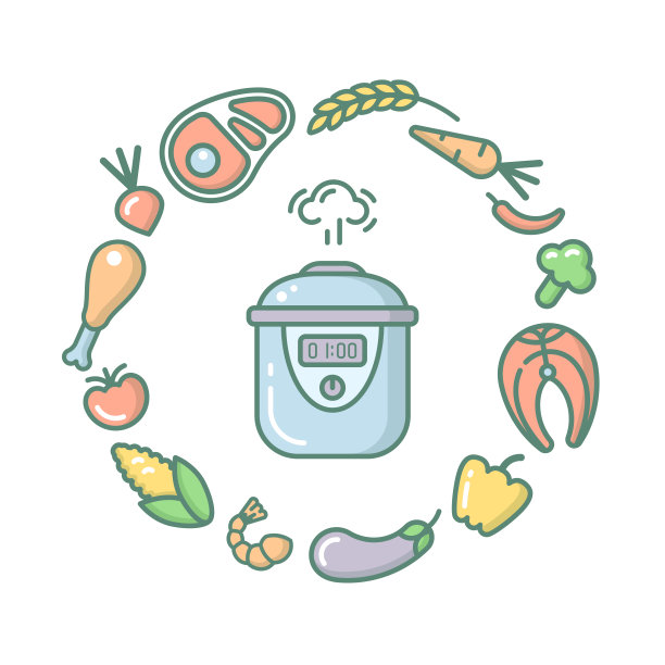 圆的概念，多厨师和不同的食物图片下载