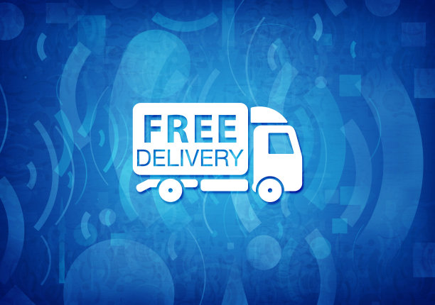 免费送货卡车图标青蓝背景图片下载