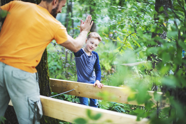 父亲和儿子一起工作图片下载