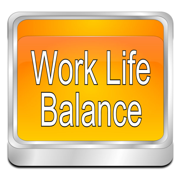 工作生活平衡按钮- 3D插图图片下载