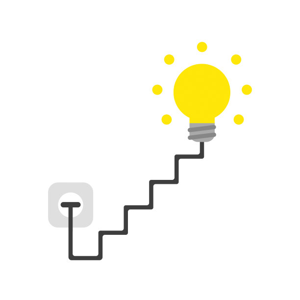 矢量图标灯泡的概念与楼梯电缆和插头，插座和发光图片下载