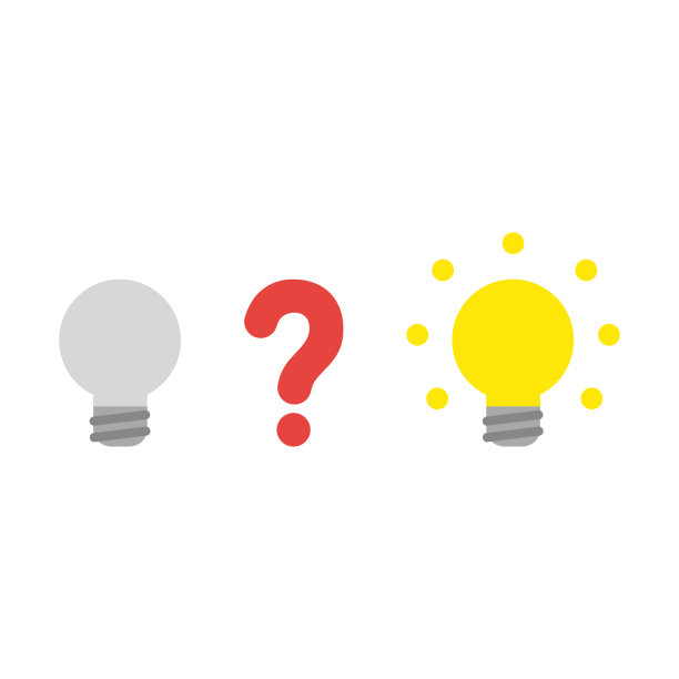 灰色和发光灯泡之间的问号矢量图标概念图片下载