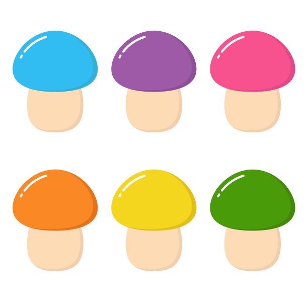 蘑菇图标集合矢量6色隔离在白色背景上图片下载
