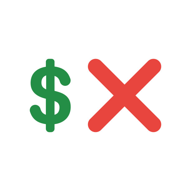 矢量图标概念的美元符号与x标记图片下载