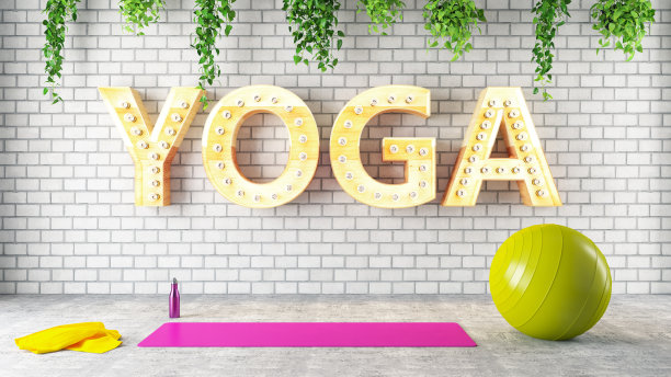 有灯泡标志的瑜伽馆图片下载