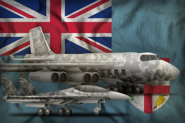 斐济空军的概念以国家旗帜为背景。三维演示图片下载