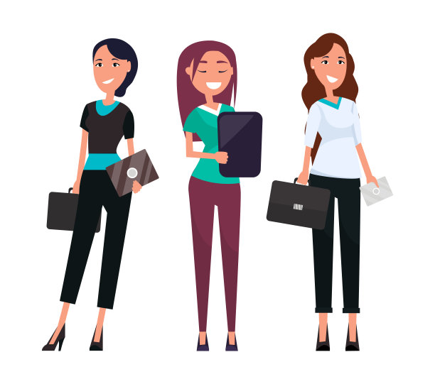 快乐的商业女性时尚的裤子和衬衫图片下载