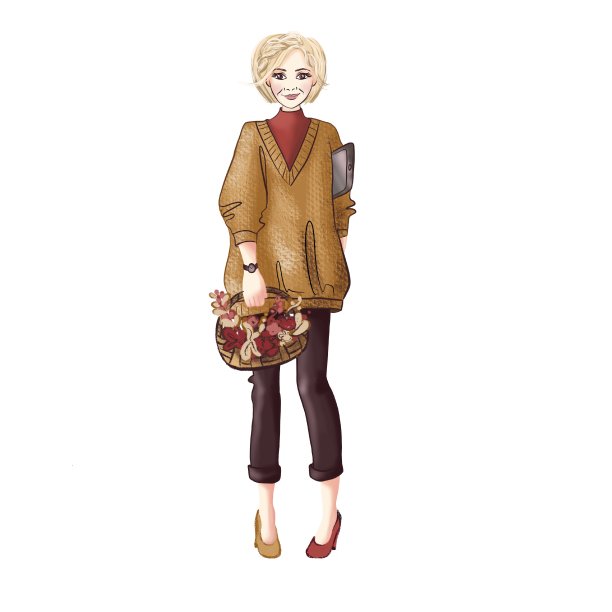 一个手里拿着一篮子秋叶腋下夹着药片的女人。图片下载