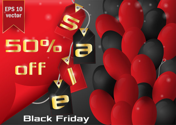 黑色星期五_14_sale字体模板设计。矢量插图在黑色和红色的配色方案图片下载