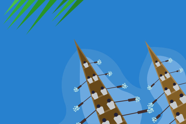 在赛艇比赛中划船的队伍的俯视图图片下载