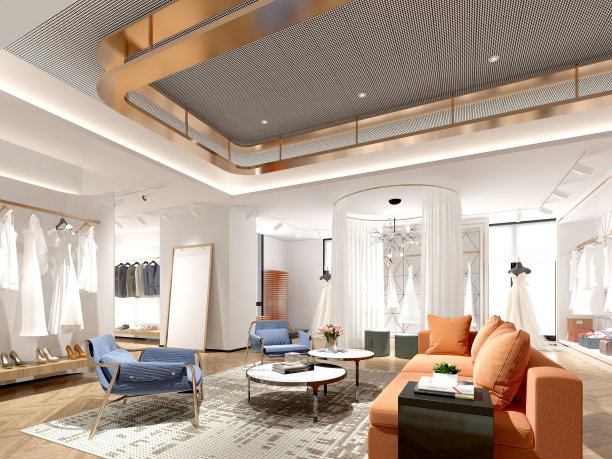 婚纱店内部的3D渲染。图片下载