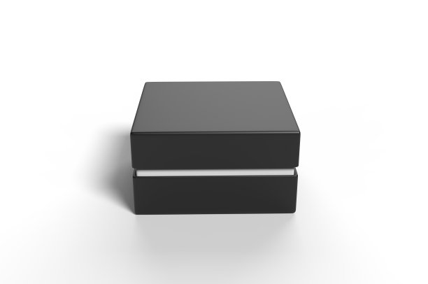白色空白豪华硬颈盒与内部foxing品牌展示和模拟，3d插图。图片下载