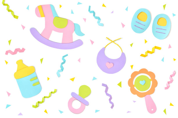 白色背景上的婴儿剪纸图片下载