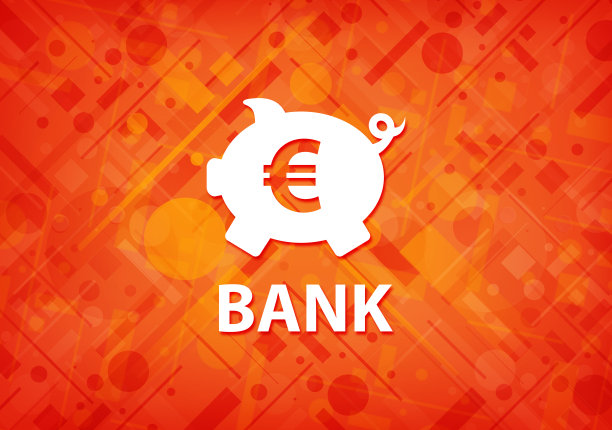 银行(小猪盒子欧元标志)橙色背景图片下载