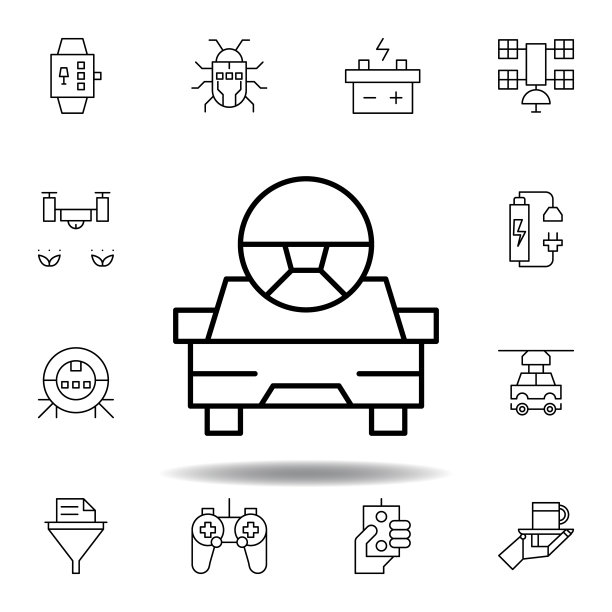 机器人汽车机器人轮廓图标。一组机器人插图图标。标志、符号可用于网页、logo、手机应用、UI、UX图片下载