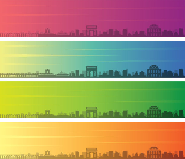 蒙彼利埃多色梯度天际线横幅图片下载