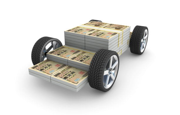 3d车轮上的日元图片下载