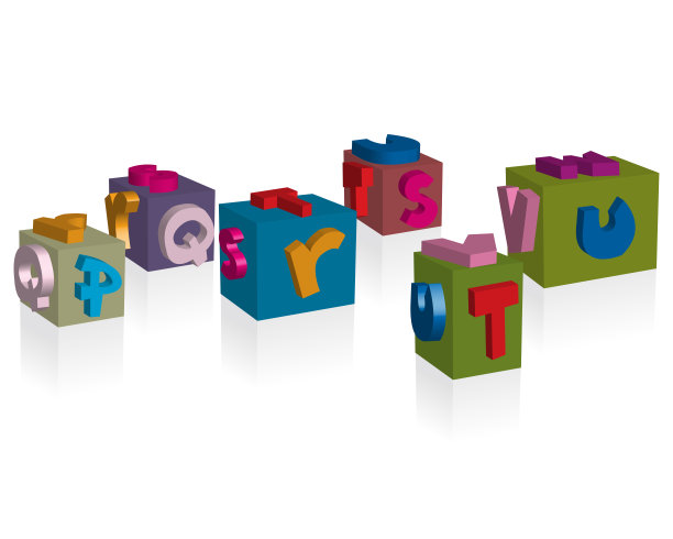 3D有趣和可爱的立方体字体- pqrstu图片下载