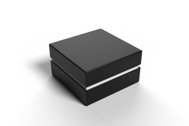 白色空白豪华硬颈盒与内部foxing品牌展示和模拟，3d插图。图片下载