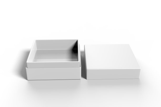 白色空白豪华硬颈盒与内部foxing品牌展示和模拟，3d插图。图片下载