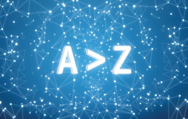 A到Z的数字接口和蓝色网络背景图片下载