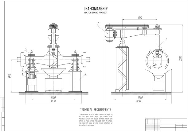 展位技术图纸，白色背景框架的工程施工图设计图片下载