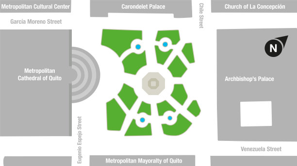 基多历史中心独立广场或大广场区域地图图片下载