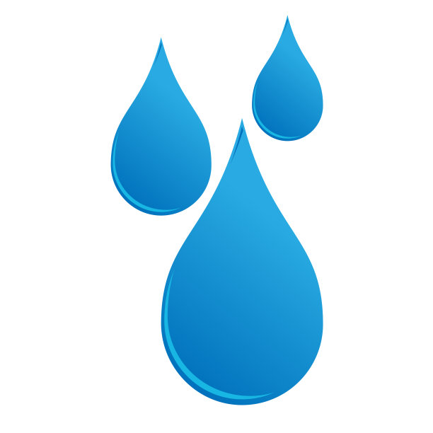 三颗蓝色的雨滴在矢量上。白色背景上的水雨滴或油的平面图标。自然水族插图与光和阴影。形状气象液体标志标志EPS 10元素图片下载