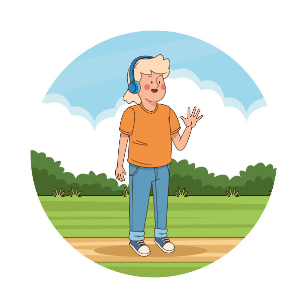 少年男孩在公园风景图片下载