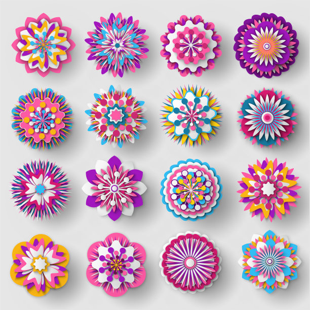 从纸花剪下的彩色海报图片下载