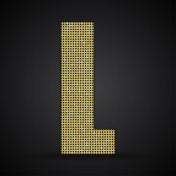 矢量黄金闪光，亮片字母- L。图片下载