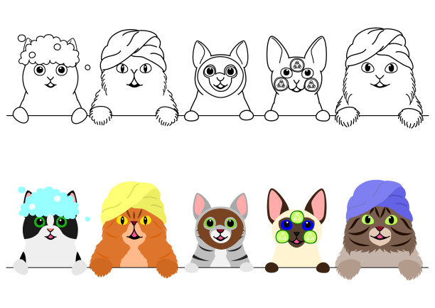 猫咪们在享受spa图片下载