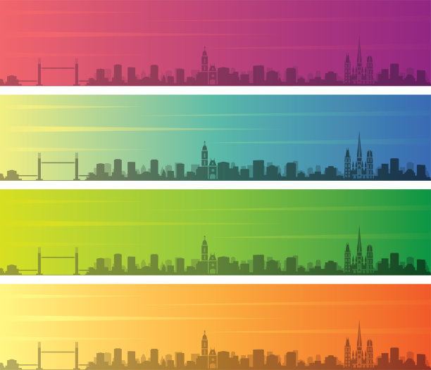 鲁昂多色梯度天际线横幅图片下载