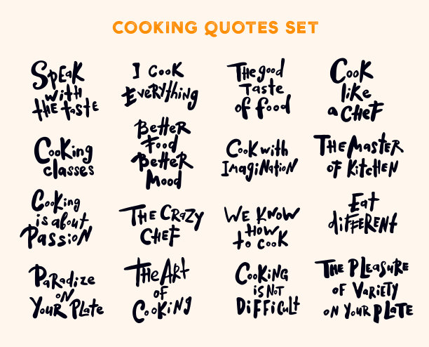 关于烹饪的一套手写的字母、引言和短语。Se图片下载